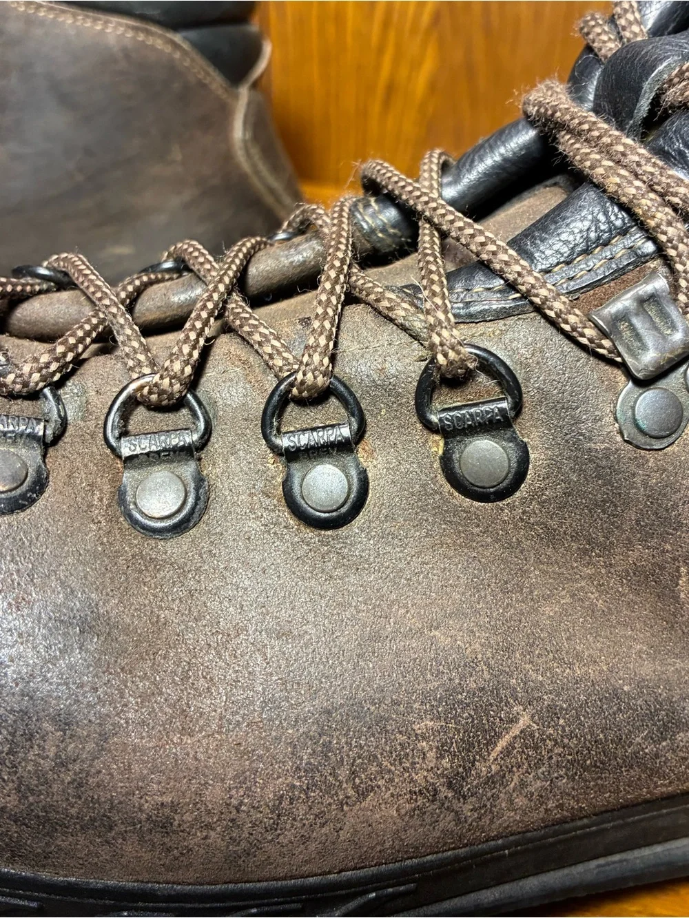 Vintage Scarpa BX 86823 Italy Made Leather Hiking Boots Brown Men’s 13